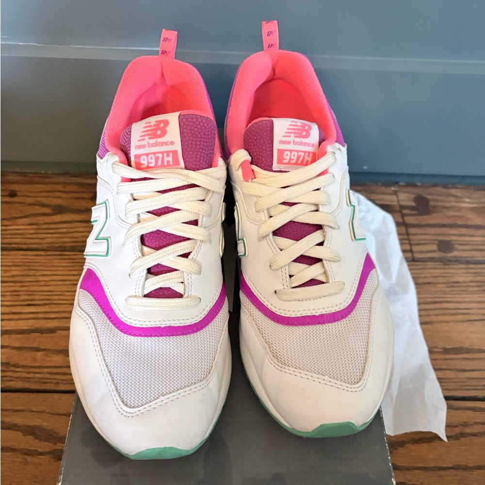 New Balance White Sneaker with Pink, Coral & Mint Accents - Picture 3 of 8